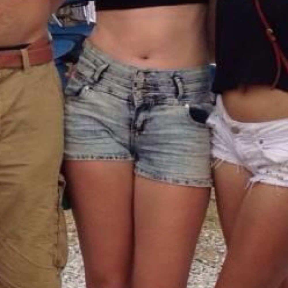 Charlotte Russe light wash jean shorts.